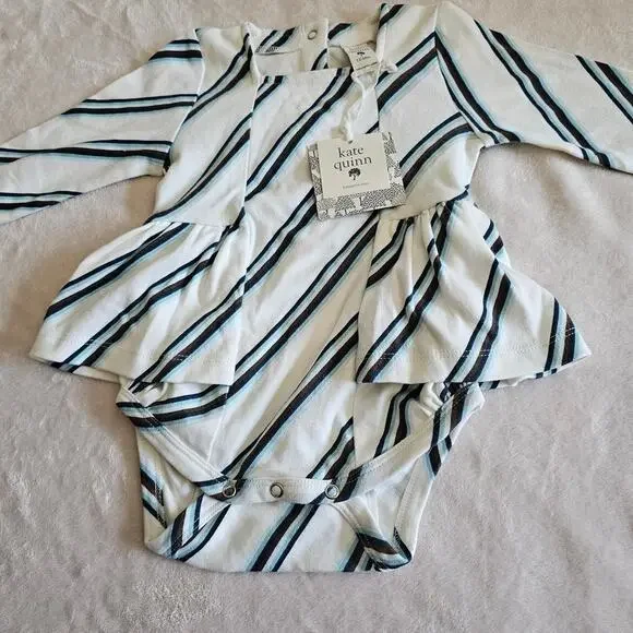 Kate Quinn NWT 12-18m 70 Stripe LS Ballerina Bodysuit  Organic Cotton - Picture 2 of 6